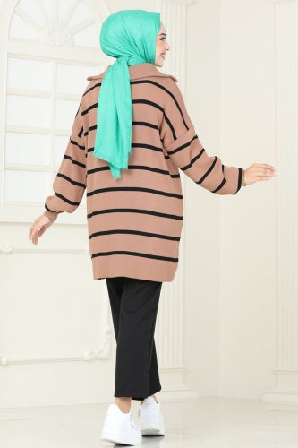 moda selvim Tunic 1002KLN570 Latte - Thumbnail