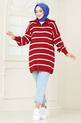 moda selvim Tunic 1002KLN570 Red - Thumbnail