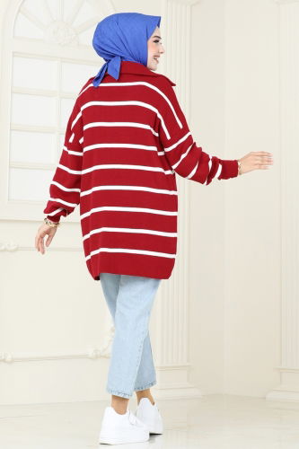 moda selvim Tunic 1002KLN570 Red - Thumbnail