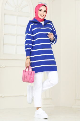 moda selvim Tunic 1002KLN570 Saxe - Thumbnail