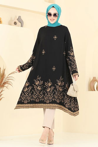 moda selvim Tunic 1003ZNN863 Black - Thumbnail