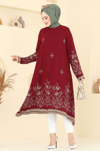moda selvim بلوز خمري 1003ZNN863 - Thumbnail