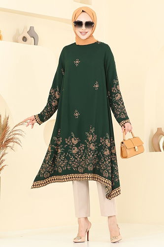 moda selvim Tunic 1003ZNN863 Emerald - Thumbnail