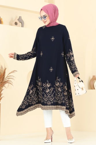 moda selvim بلوز كحلي 1003ZNN863 - Thumbnail