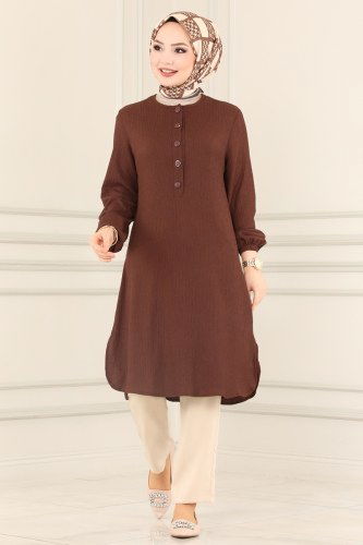 moda selvim Tunic 1005MRT754 Brown - Thumbnail