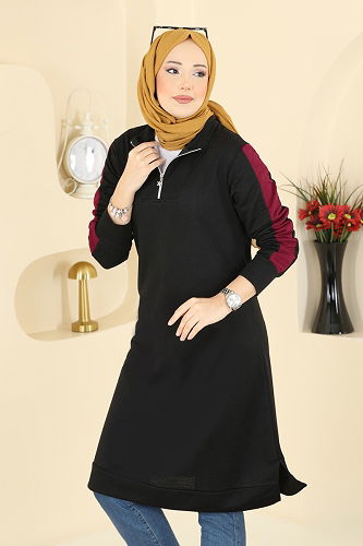 moda selvim Tunic 1006ETT926 Black - Thumbnail