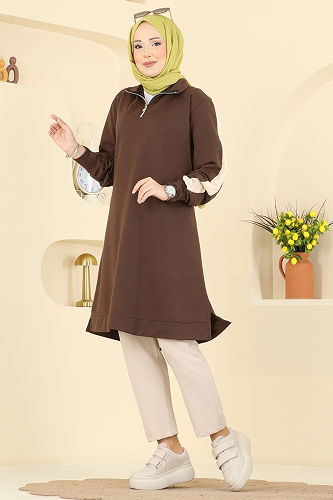 moda selvim Tunic 1006ETT926 Brown - Thumbnail