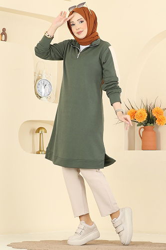moda selvim Tunic 1006ETT926 Khaki - Thumbnail