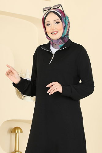 moda selvim Tunic 1008ETT926 Black - Thumbnail