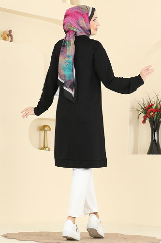moda selvim Tunic 1008ETT926 Black - Thumbnail