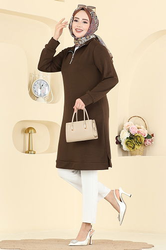 moda selvim Tunic 1008ETT926 Brown - Thumbnail