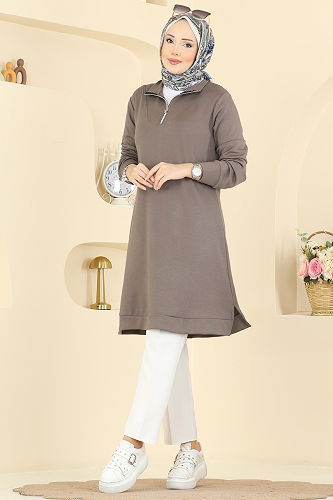 moda selvim بلوز بيج غامق 1008ETT926 - Thumbnail