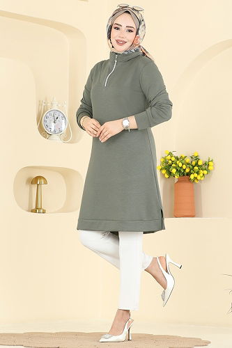 moda selvim Tunic 1008ETT926 Khaki - Thumbnail