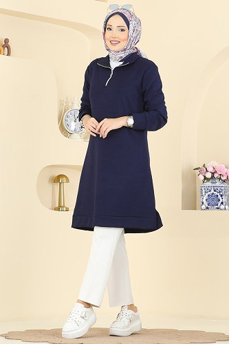 moda selvim بلوز كحلي 1008ETT926 - Thumbnail