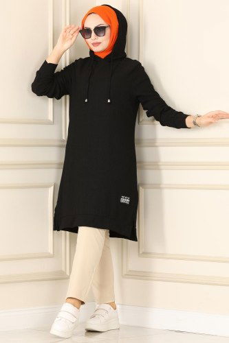 moda selvim Tunic 1009YNS793 Black - Thumbnail