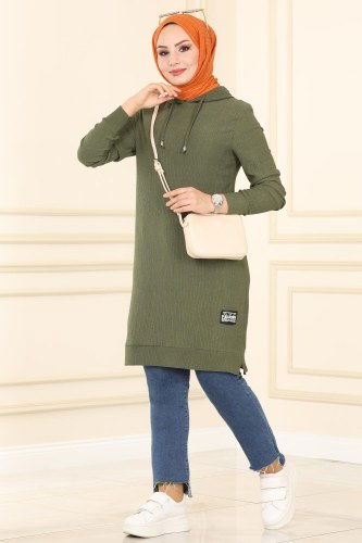 moda selvim Tunic 1009YNS793 Khaki - Thumbnail