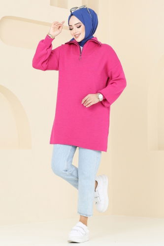 moda selvim Tunic 1010KLN570 Fuchsia - Thumbnail