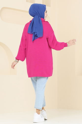 moda selvim Tunic 1010KLN570 Fuchsia - Thumbnail