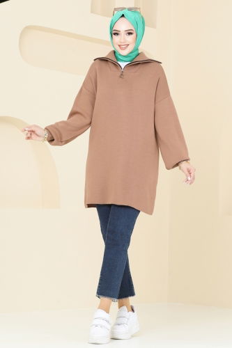 moda selvim Tunic 1010KLN570 Latte - Thumbnail