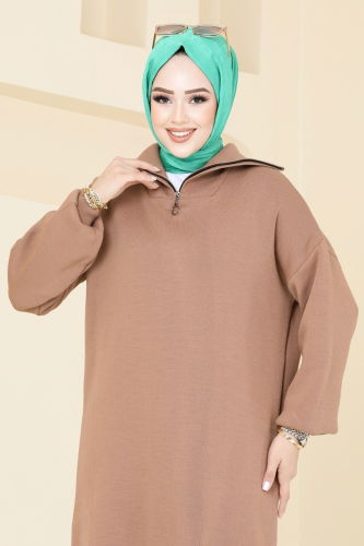 moda selvim Tunic 1010KLN570 Latte - Thumbnail