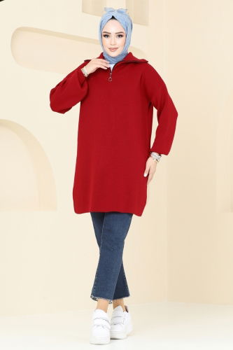 moda selvim Tunic 1010KLN570 Red - Thumbnail