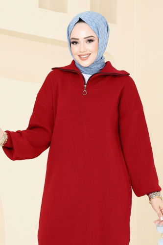 moda selvim Tunic 1010KLN570 Red - Thumbnail