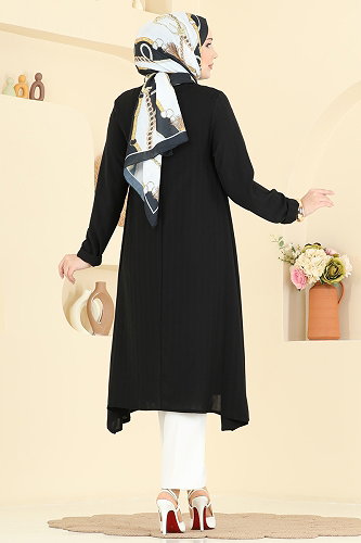 moda selvim بلوز أسود 1011ZNNK1102 - Thumbnail