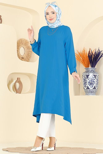 moda selvim بلوز أزرق 1011ZNNK1102 - Thumbnail