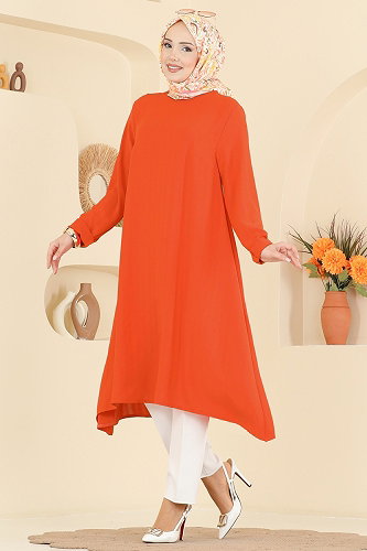 moda selvim Tunic 1011ZNNK1102 Oranj - Thumbnail
