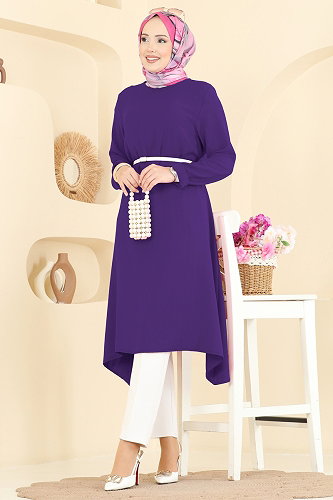 moda selvim بلوز أرجواني 1011ZNNK1102 - Thumbnail