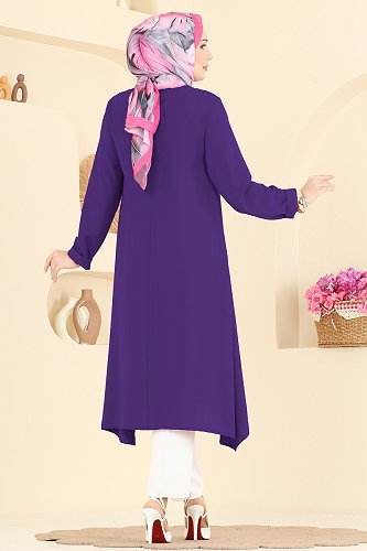 moda selvim بلوز أرجواني 1011ZNNK1102 - Thumbnail
