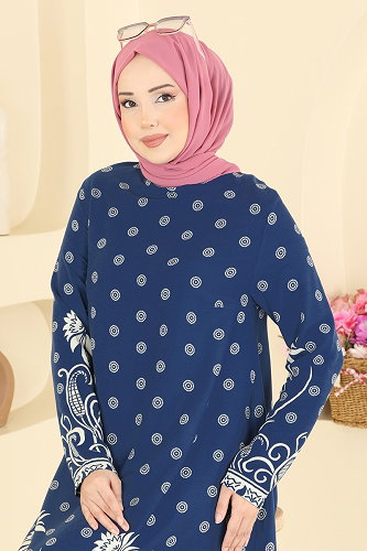moda selvim Tunic 1012ZNNK1102 Indigo - Thumbnail