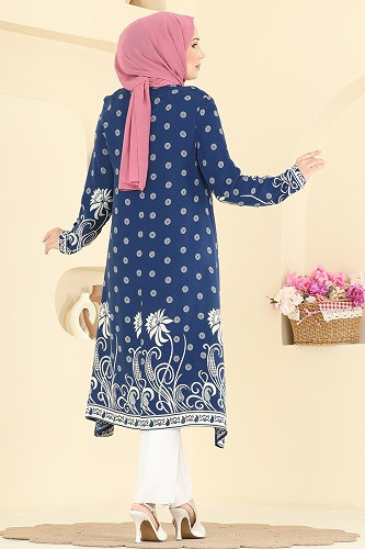 moda selvim Tunic 1012ZNNK1102 Indigo - Thumbnail