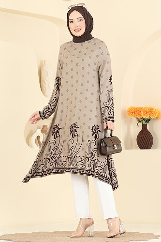 moda selvim بلوز بيج 1012ZNNK1102 - Thumbnail