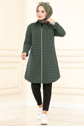 moda selvim Tunic 1013AKT473 Khaki - Thumbnail
