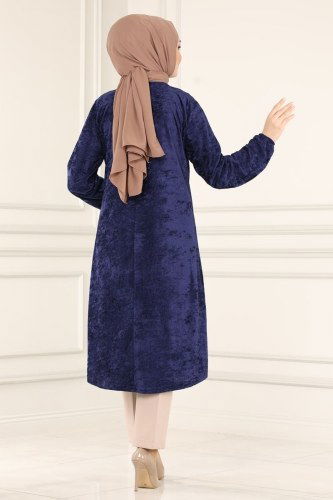 moda selvim Tunic 1013PM271 Navy Blue - Thumbnail