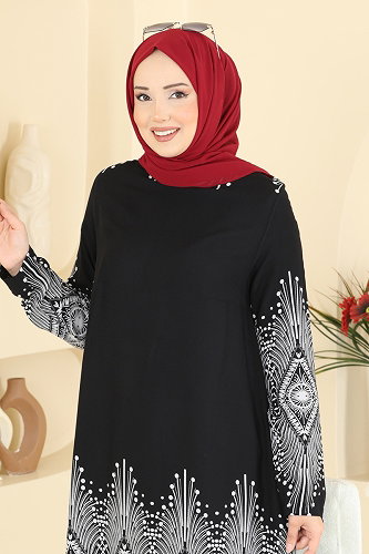 moda selvim بلوز أسود 1013ZNNK1102 - Thumbnail