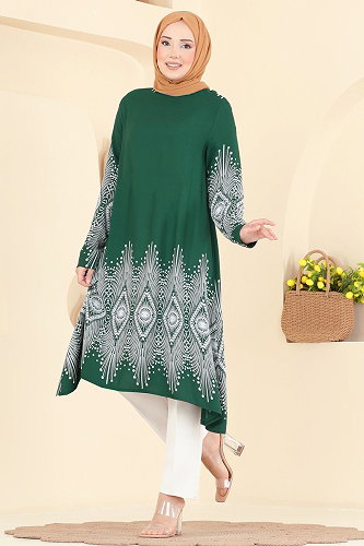 moda selvim بلوز أخضر 1013ZNNK1102 - Thumbnail