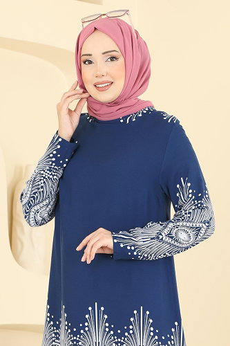 moda selvim Tunic 1013ZNNK1102 Indigo - Thumbnail