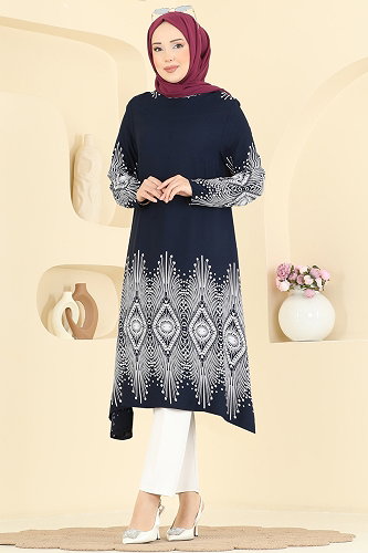 moda selvim Tunic 1013ZNNK1102 Navy Blue - Thumbnail