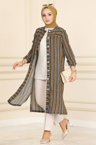 moda selvim Tunic 1015MRT754 Oil Green - Thumbnail