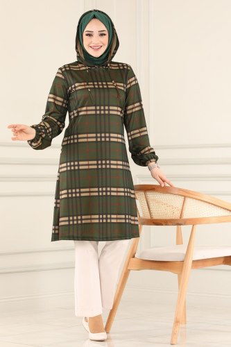 moda selvim Tunic 1015PM271 Khaki - Thumbnail