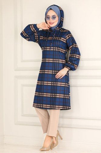 moda selvim Tunic 1015PM271 Saxe - Thumbnail
