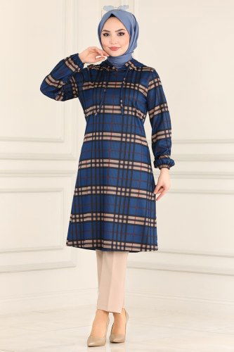 moda selvim Tunic 1015PM271 Saxe - Thumbnail