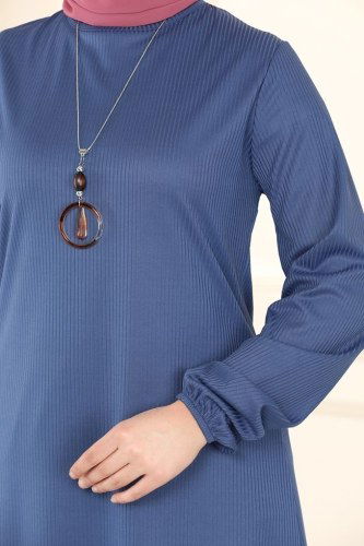 moda selvim Tunic 1016PM271 Indigo - Thumbnail