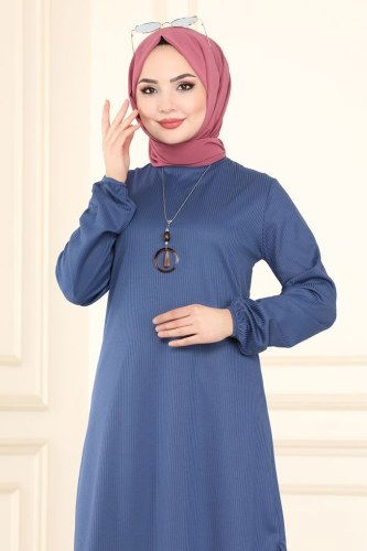 moda selvim 1016PM271 ياقوتي بلوز طويل - Thumbnail