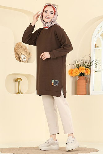 moda selvim Tunic 1017ETT926 Brown - Thumbnail