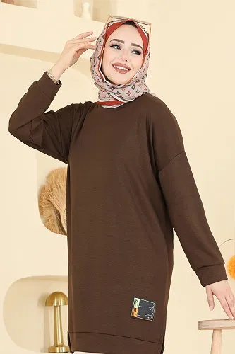 moda selvim بلوز بني 1017ETT926 - Thumbnail