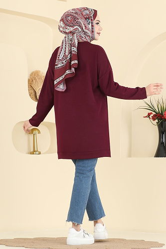 moda selvim بلوز خمري 1017ETT926 - Thumbnail