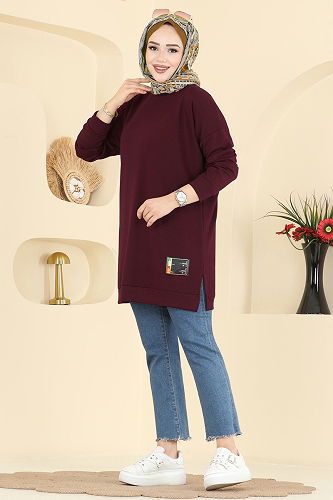 moda selvim Tunic 1017ETT926 Damson - Thumbnail